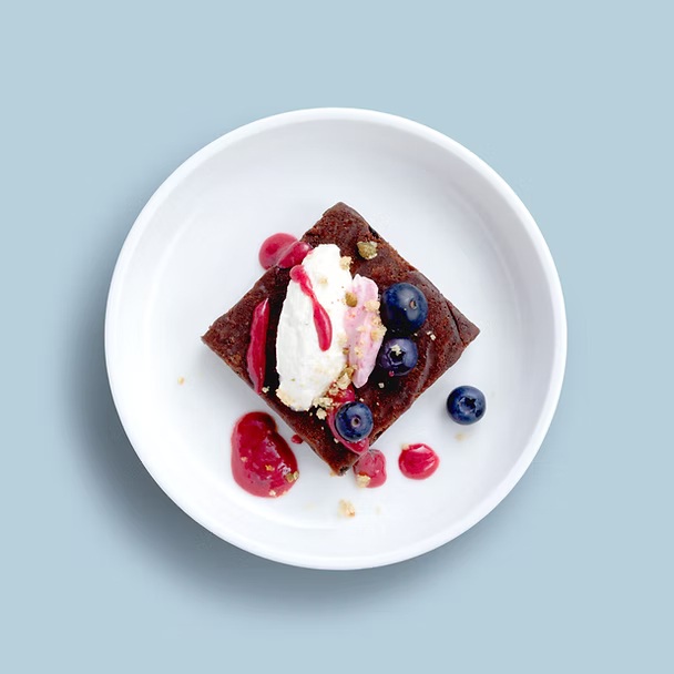 Fresh out the oven brownie with dark chocolate chips & walnuts